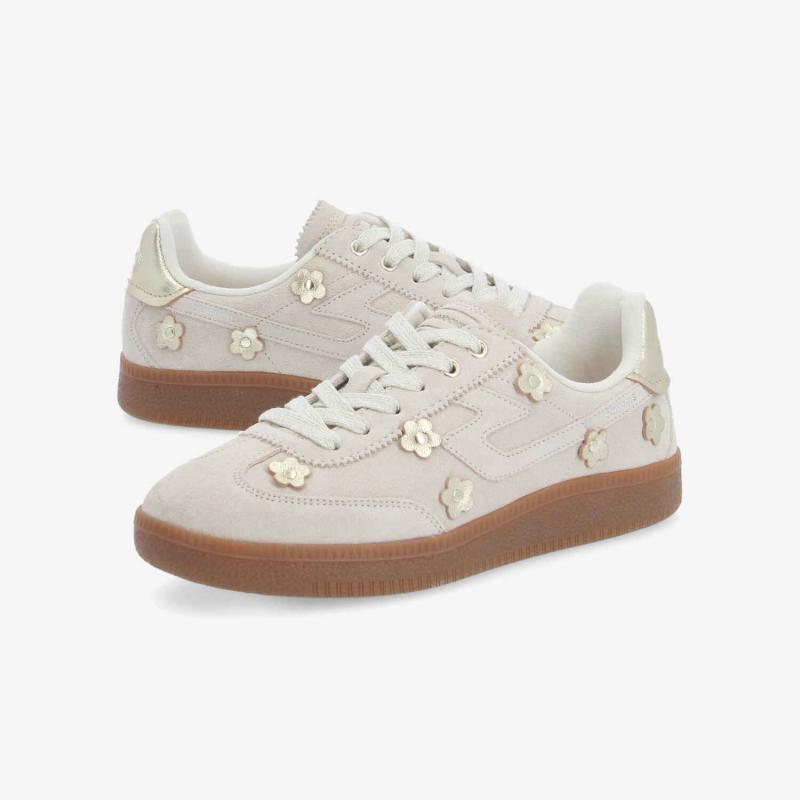 SHEFFIELD FLOWER W - SUEDE/FLOWER - OFF WHITE/GOLD